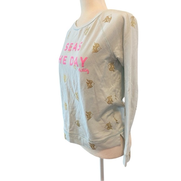 Lilly Pulitzer Seas The Day Resort Wear Fish Print Sweatshirt - Picture 2 of 7
